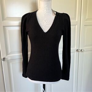 J crewBlack V-Neck Ribbed Sweater